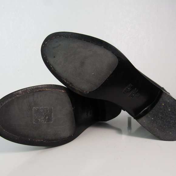 FENDI Black Leather Boots with Crocodile Strap Women's Size 8 or 39 - Picture 10 of 13